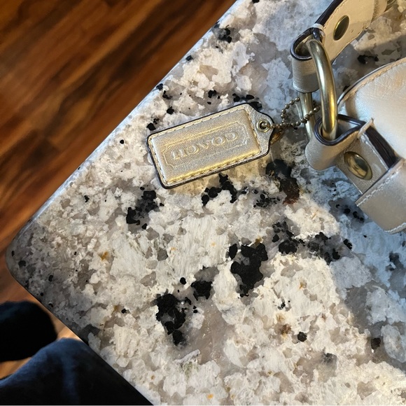 COACH M1082-F12671 Zoe Hobo Shoulder Bag cream winter white gold lt blue lining - Picture 9 of 13